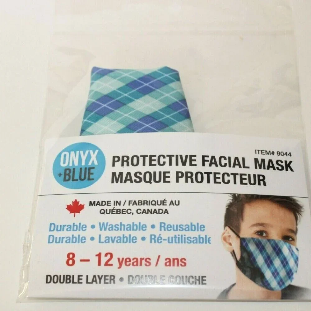 Child Onyx + Blue Protective Facial Mask - Durable / Washable / Reusable